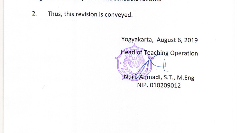 RALAT PELAKSANAAN UJIAN REMIDI SEMESTER GENAP TAHUN AKADEMIK 2018/2019