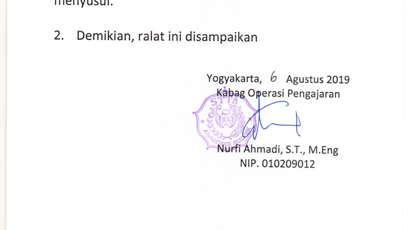 RALAT PELAKSANAAN UJIAN REMIDI SEMESTER GENAP TAHUN AKADEMIK 2018/2019