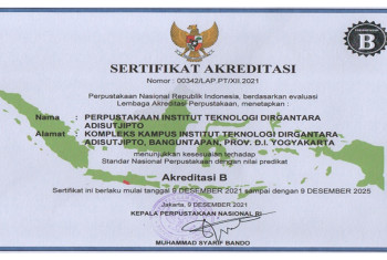 PERPUSTAKAAN ITD ADISUTJIPTO RAIH AKREDITASI “B” DARI PERPUSTAKAAN NASIONAL REPUBLIK INDONESIA