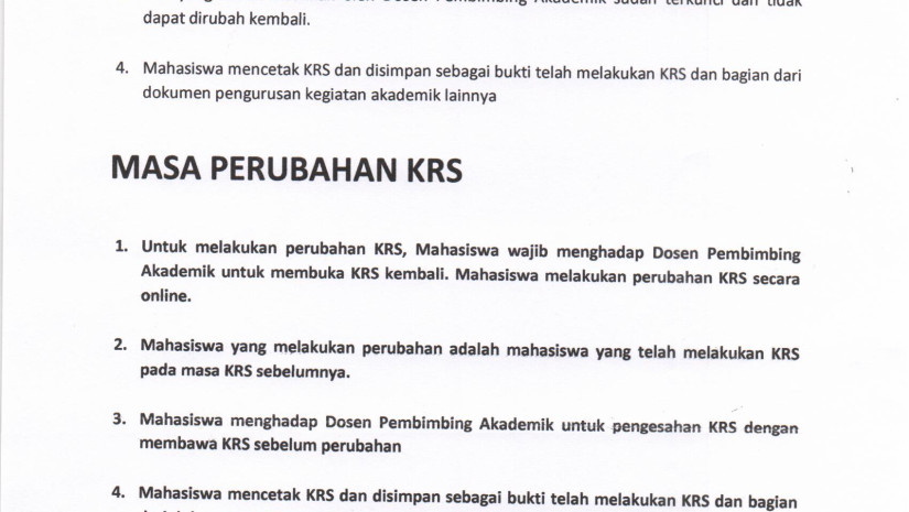 PROSEDUR KRS DAN PERUBAHAN KRS TAHUN AKADEMIK 2018/2019