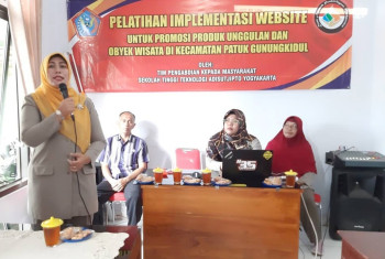 KOLABORASI PENGABDIAN MASYARAKAT DEPARTEMEN TEKNIK INDUSTRI DAN DEPARTEMEN INFORMATIKA “PELATIHAN IMPLEMENTASI WEBSITE UNTUK PROMOSI PRODUK UNGGULAN DAN OBYEK WISATA DI KECAMATAN PATUK GUNUNGKIDUL”